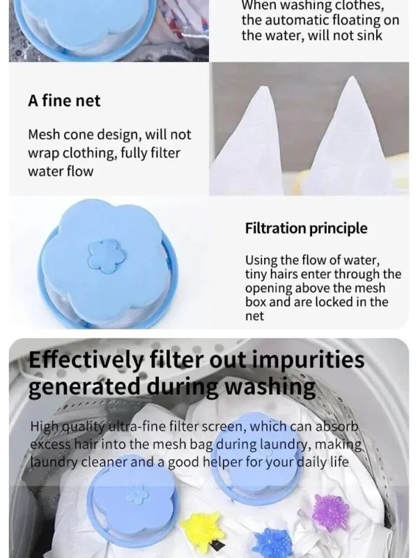 Pet Hair Remover Washing Machine Floating Lint Filter Bag Reusable Laundry Ball Clothes Hair Cleaning Tools Cat Hair Catcher - Image 6
