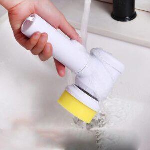 Rechargeable Magic Brush Car Waxing Handheld Scrubber 360 Degree Rotate with 3 Replaceable Multipurpose Brush Heads
